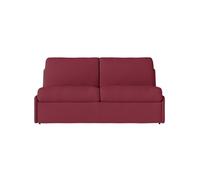 Canapé convertible express 3 places AGATHE couchage quotidien 140x190cm sans accoudoirs en tissu bordeaux - Matelas 13cm