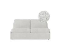 Canapé convertible express 3 places AGATHE couchage quotidien 140x190cm sans accoudoirs en tissu bouclette blanc - Matelas 13cm