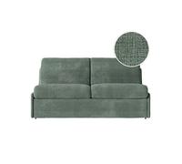 Canapé convertible express 3 places AGATHE couchage quotidien 140x190cm sans accoudoirs en tissu chenille vert - Matelas 13cm