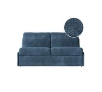 Canapé convertible express 3 places AGATHE couchage quotidien 140x190cm sans accoudoirs en tissu chenille bleu foncé - Matelas 13cm