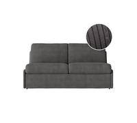 Canapé convertible express 3 places AGATHE couchage quotidien 140x190cm sans accoudoirs en velours côtelé gris foncé - Matelas 13cm