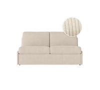 Canapé convertible express 3 places AGATHE couchage quotidien 140x190cm sans accoudoirs en velours côtelé beige - Matelas 13cm