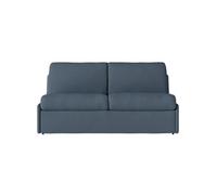 Canapé convertible express 3 places AGATHE couchage quotidien 160x190cm sans accoudoirs en tissu bleu foncé - Matelas 13cm
