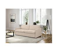 Canapé convertible express 3 places AGATHE Couchage Quotidien'en Tissu - Beige - Matelas 13cm - Couchage 140x190cm - LOUNGITUDE