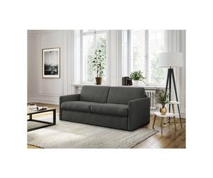 Canapé convertible express 3 places AGATHE Couchage Quotidien'en Tissu - Gris foncé - Matelas 13cm - Couchage 140x190cm - LOUNGITUDE