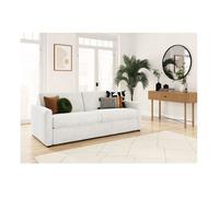 Canapé convertible express 3 places AGATHE en tissu bouclette - Matelas 13cm - Blanc - 140x190cm