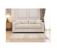 Canapé convertible express 3 places ESIO couchage quotidien 140x190cm en velours côtelé - Beige