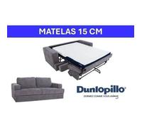 Canapé convertible express - 3 places - IGOR - Tissu gauffré - Gris souris - Matelas 15 cm - 211 x 107 x 90 cm - DUNLOPILLO