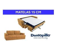 Canapé convertible express - 3 places - IGOR - Tissu gauffré - Ocre - Matelas 15 cm - 231 x 107 x 90 cm