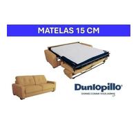 Canapé convertible express - 3 places - SOA - Tissu gauffré - Ocre - Matelas 15 cm - 215 x 100 x 91 cm - DUNLOPILLO