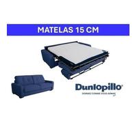 Canapé convertible express - 3 places - SOA - Tissu gauffré - Saphir - Matelas 15 cm - 215 x 100 x 91 cm - DUNLOPILLO