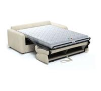 Canapé convertible express - 3 places - TOM - Velours côtelé beige - 185 x 100 x 87 cm