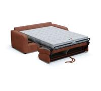 Canapé convertible express - 3 places - TOM - Velours côtelé terracotta - 185 x 100 x 87 cm