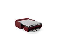 canapé convertible express - agathe - tissu rouge - liseré gris - 175 x 100 x 87 cm