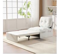 Canapé Convertible - Fauteuil Convertible - Canapé Lit 1 place - Convertible en Lit 165x80cm - Petit Espace - Tissu Lin - Blanc