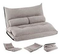 COSTWAY Canapé Lit Convertible, Dossier Réglable 42 Positions, 2 Coussins inclus. - 1 Place Gris