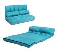 Canapé Convertible GIANTEX 2 Place 113 x 180 CM Dossier Réglable à 6 Positions Housse en Suède Détachable , 2 Oreillers Bleu Bleu G
