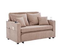 Canapé Convertible Kaki 139x73x83cm, Multifonction, Déhoussable, Rangement, Port USB Et Porte-gobelet Pour Petit Salon