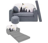 Canapé convertible lit enfant NINO - Montagnes gris - Modulable - OEKO-TEX