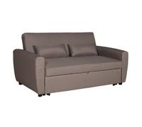 Happy Garden Canapé droit convertible Matt 2 places tissu taupe dossier inclinable et coussins