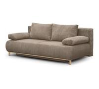 Canapé convertible MIKA taupe côtelé 3 places avec coffre 140x190 cm Taupe