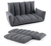 Canapé Convertible Pliable de Sol COSTWAY-Dossier et Accoudoirs Réglables à 5 Positions-Siège Souple-Tissu Respirant-Cadre en Métal