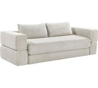 Canapé Convertible ROSALIE, 2/3 Places, Tissu Gris Clair, Accoudoirs Dépliables, 223 x 100 x 81 cm
