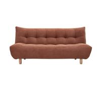 Canapé convertible scandinave 3 places en tissu chenille terre brûlée et bois clair YUMI