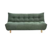 Canapé convertible scandinave 3 places en tissu chenille vert kaki et bois clair YUMI