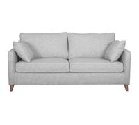 Canapé convertible scandinave 3 places en tissu gris clair et bois clair avec matelas 10 cm PAPEL