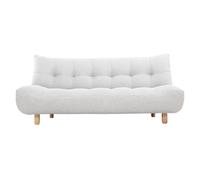 Canapé convertible scandinave 3 places en tissu gris clair et bois clair YUMI