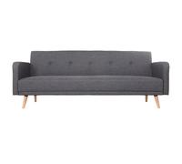 Canapé convertible scandinave 3 places en tissu gris foncé et bois clair ULLA