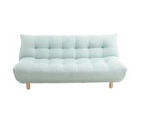 Canapé convertible scandinave en tissu menthe à l'eau et bois clair YUMI
