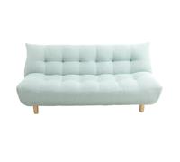 Canapé convertible scandinave en tissu menthe à l'eau et bois clair YUMI