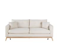 Canapé convertible style scandinave 3 places en velours côtelé beige 214x88x84cm Beige