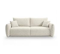 Canapé convertible tissu bouclette 3 places Beige