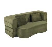 Canapé convertible vert en mousse haute densité sans montage pliable 2-en-1