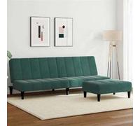 Canape convertible 2 places en velours vert 77 x 200 x 69 cm