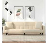 vidaXL Canapé-lit 351878 en tissu avec coussins crème