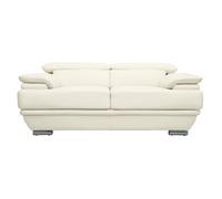 Canapé cuir 2 places avec têtières ajustables blanc cassé EWING - MILIBOO - Contemporain - Design - Fixe