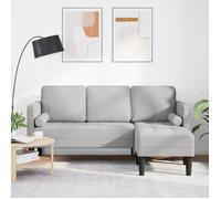 vidaXL Canapé d'angle modulable 3 places 160 cm Gris Nuage Tissu Polyester avec coussin