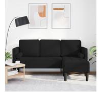Canapé d angle 3 places Noir 160 cm Tissu