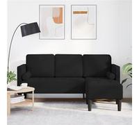 vidaXL Canapé d'angle 3 places 160 cm – Modulable, Polyester Noir, avec coussins