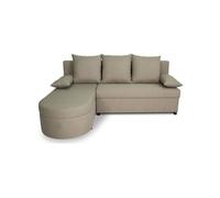 Canapé d angle con ible réversible 3 places JEN Tissu Brun Style contemporain L196 H8