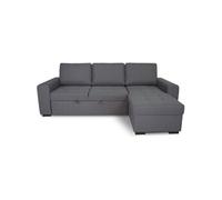 Canapé d angle con ible réversible CATHY 3 places Tissu L 242 P 155 H 85 cm Gris