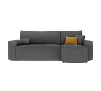 Canapé d’Angle Convertible réversible 244 x 145 cm Gris foncé | 244 x 145 cm, Velours côtelé, Rangement pratique, Espace de rangement, Salon et nuit