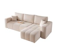 Canapé d’Angle Convertible réversible avec Rangement 248 x 145 cm Crème | 248 x 145 cm, Coloris crème, Rangement pratique, Espace de rangement, Salon et nuit