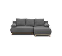Canapé d angle droit con ible MIKA 3 places Tissu clair Coffre de rangement L218 P9