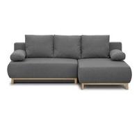 Canapé d angle droit con ible MIKA 3 places Tissu clair Coffre de rangement L218 P9 Gris G