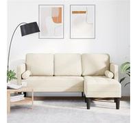 vidaXL Canapé d'angle modulable 3 places 160 cm Coussins lin/polyester Confortable Multicolore